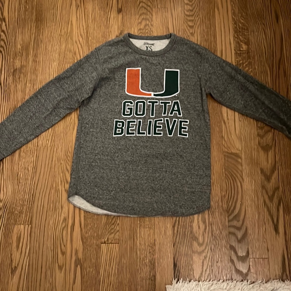 TAILGATE university of Miami shirt, xs mens, grey green and orange
